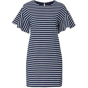 KINLY Flutter Sleeve Navy Stripe Dress Size M Kinly